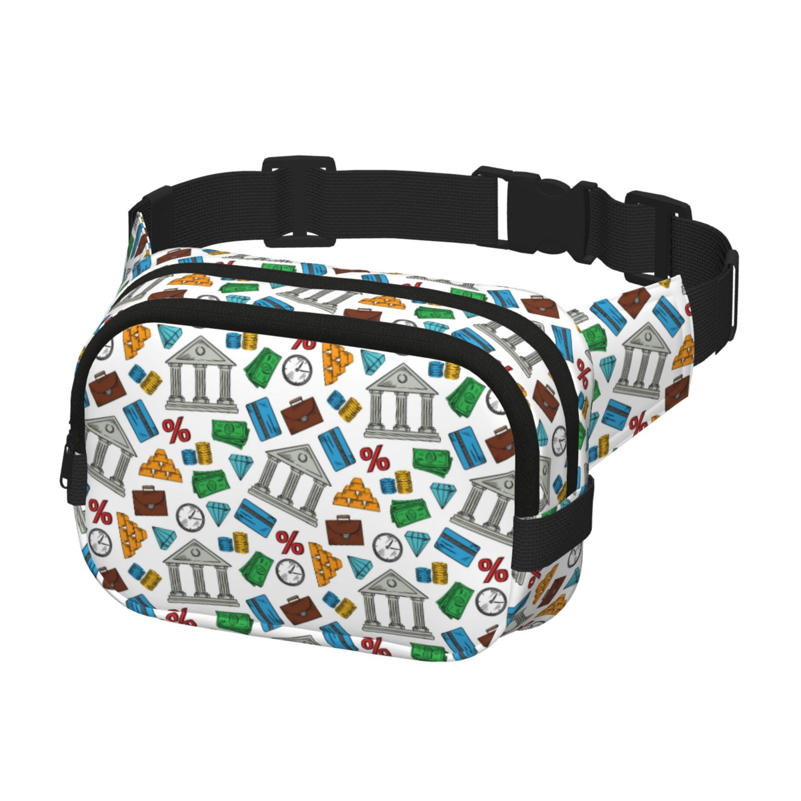 Picia Art Of Livings Print Square Double-Layer Waist Bag Mini Adjustable Waist Belt Bag Exercise Running Travel Hiking