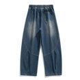 thumbnail image 6 of Dvprdro Mens Denim Wide Leg Sweatpants Elastic Waist Open Bottom Drawstring Sweat Pants Loose Fit Casual Athletic Trousers Washed Joggers with Pocket, 6 of 7