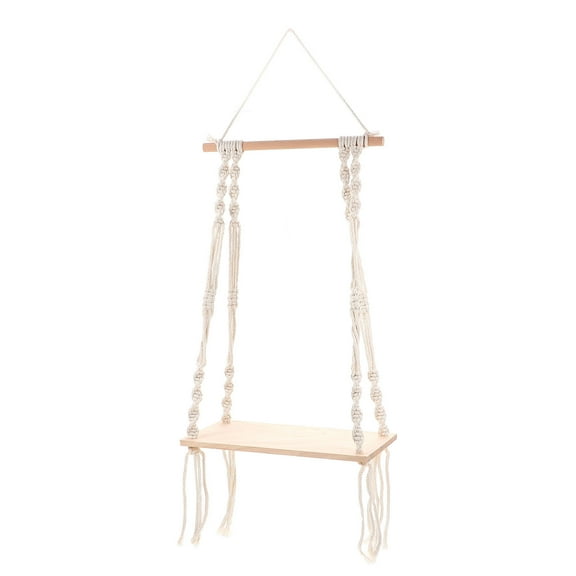 EXHUMKY 1 Set Wall Hanging Storage Shelf Textile Wall Hangings Woven Cotton Rope Wood For Bedroom