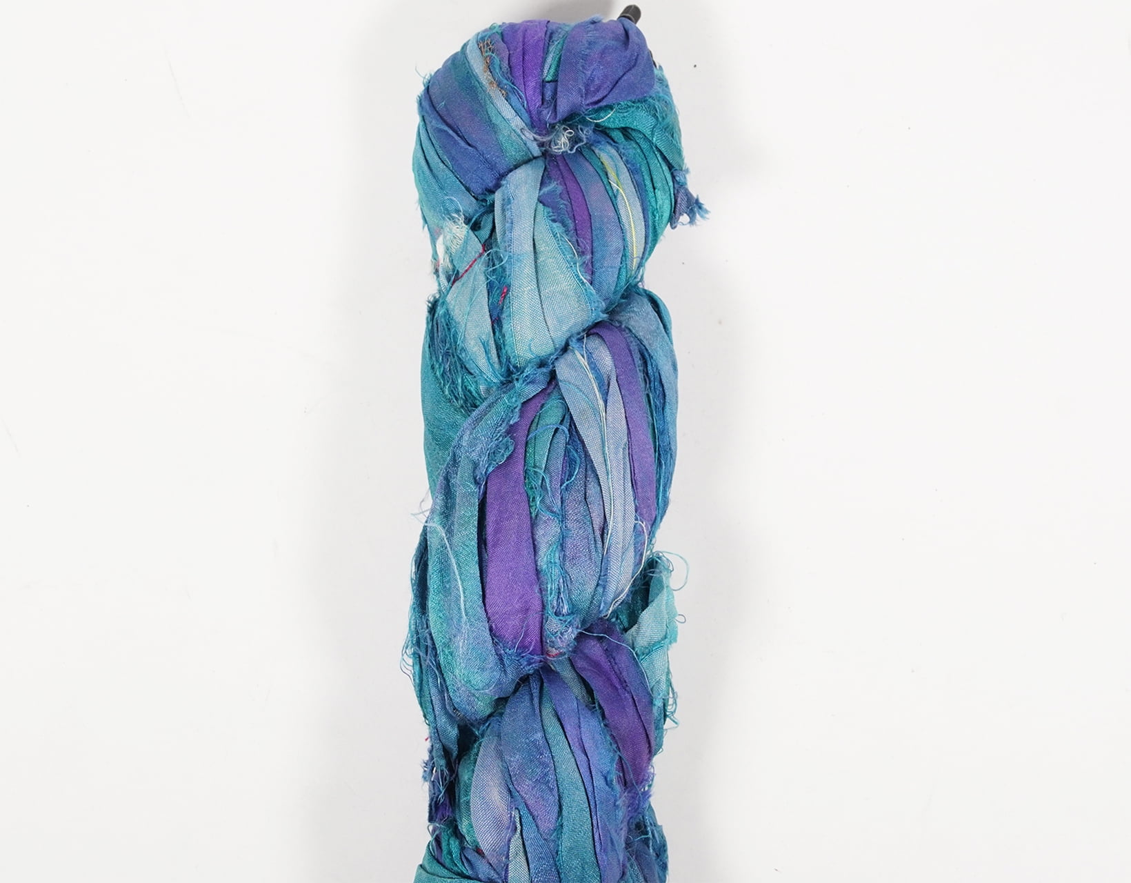 Vintageandyou Artisan Recycled Sari Silk Ribbon Yarn - 300g (3 x 100g Skeins) | Handmade Upcycled Silk Strips for Crochet, Macram, Weaving, Rug Hooking & Mixed Media Crafts | Blue