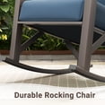 thumbnail image 3 of MRUAKA Rocking Chair Bistro Set,3 Piece Outdoor Patio Furniture Set with 2 Rockers and 1 Metal Coffee Table with Thick Cushions for Porch,Backyard,Poolside,Blue, 3 of 8