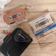 ByronStatics Portable Cassette Players, FM AM Radio Walkman Tape Player, Built In Mic Speakers, 2xAA Battery Or USB Power Supply, Headphone Jack, Black