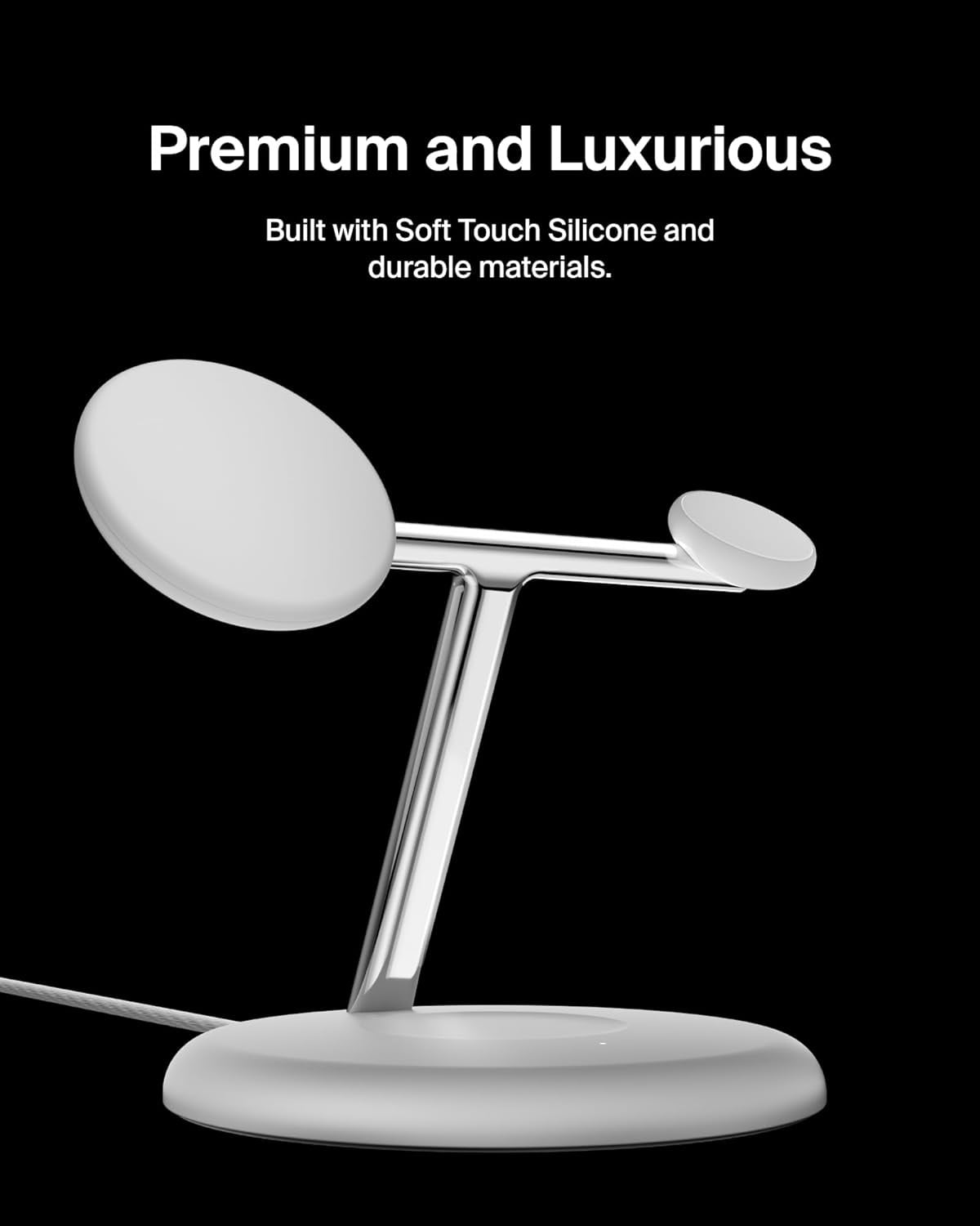 Open Box Belkin MagSafe Charger Compatible 3-in-1 Wireless Charging Stand 15W - Qi2-Certified Wireless Charger, Fast Charging iPhone Charger for iPhone 16, AirPods, Apple Watch, & More (PSU Included) - White