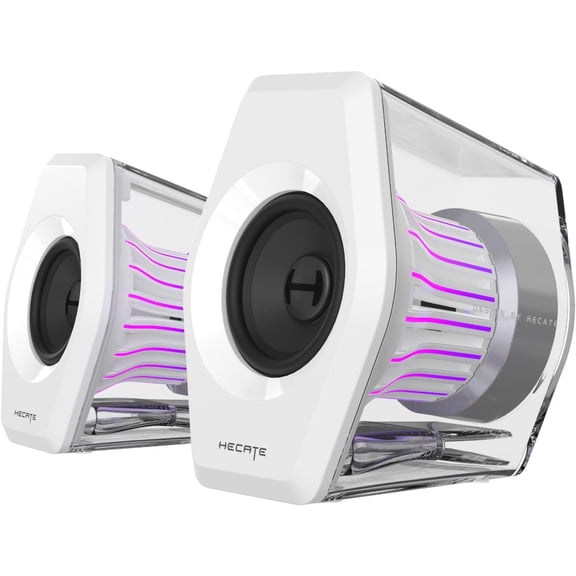 Edifier G2000 Pro Bluetooth Computer Speakers with 7.1 Virtual Surround Sound, RGB Lighting, USB & Aux Input - Ideal Gaming Desk Accessories for PC, PS5, Xbox (White)