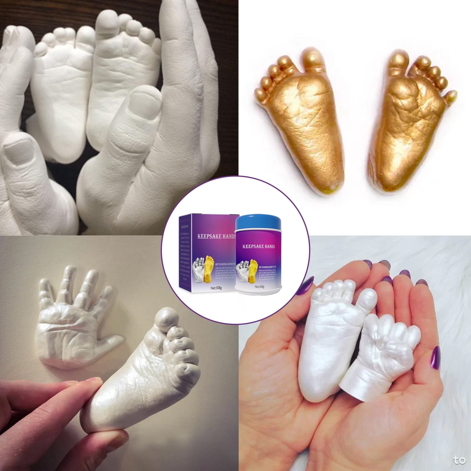 Alvantor Keepsake Hands 3D Hand Foot Casting Kit, Clone Powder Keepsake for Newborn 100 Days, 3.8oz