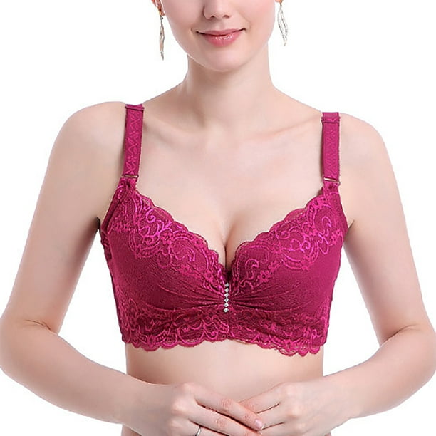 Pink Floral lace embroiderd underwire push-up Bra - Size 28A 