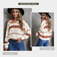 thumbnail image 5 of Sidefeel Women Plus Size Chunky Knitted Pullover Sweaters Loose Casual Winter Slouchy Striped Jumper Tops 2XL 18-20, 5 of 7