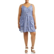 Juniors' Plus Size Striped Button Front Dress