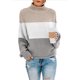 thumbnail image 5 of Suéter de otoño e invierno para mujer, suéter de cuello alto a juego de color de línea gruesa, 5 of 5