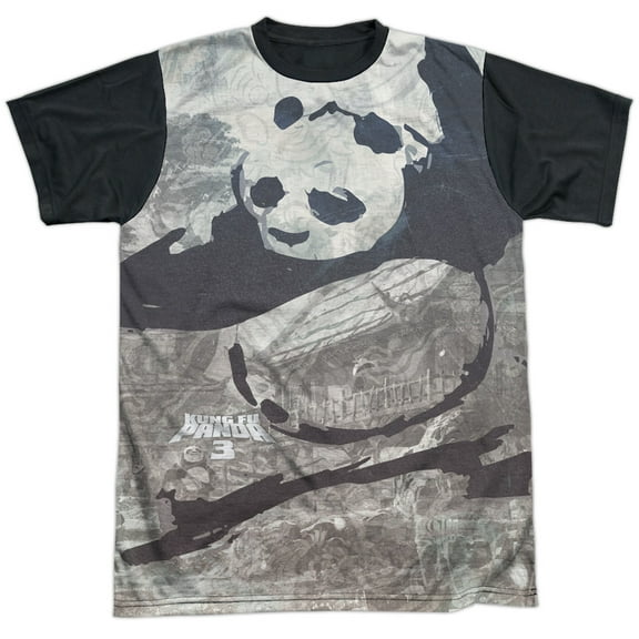 Kung Fu Panda Brushed Po Officially Licensed Black Back Sublimation Adult T Shirt