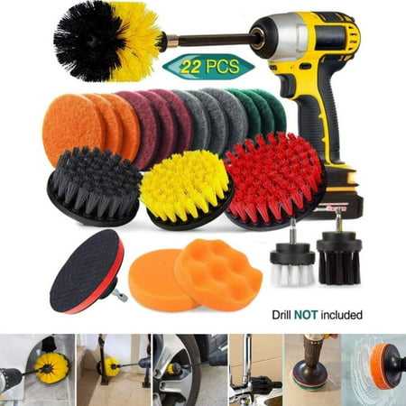 

22pcs Drill Brush Attachment Set Power Scrubber Drill Brush Kit Scrubing Pads Cleaning Kit