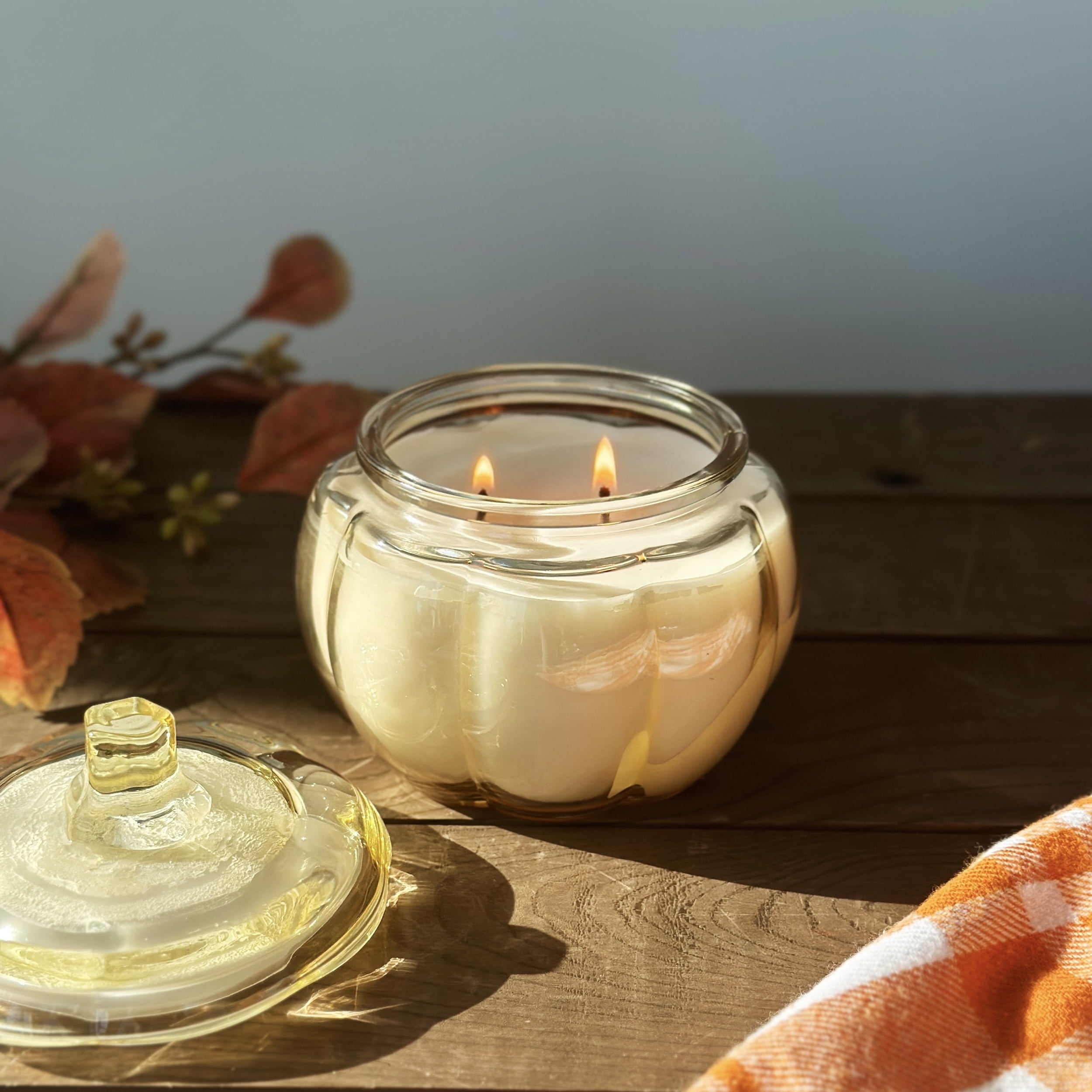 (2 pack) Better Homes & Gardens Salted Coconut and Pumpkin Scented 2-Wick Pumpkin Jar Candle 13.8oz