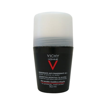Vichy Homme 48 Hour Roll-On Deodorant for Sensitive Skin 50 (Best Antiperspirant For Sensitive Skin Men)