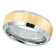 thumbnail image 2 of 2-Tone Tungsten Wedding Band - 8mm Polished Yellow Gold Plated Center Comfort Fit Dome Tungsten Carbide Ring - Anniversary Ring - TN024s12.5, 2 of 3