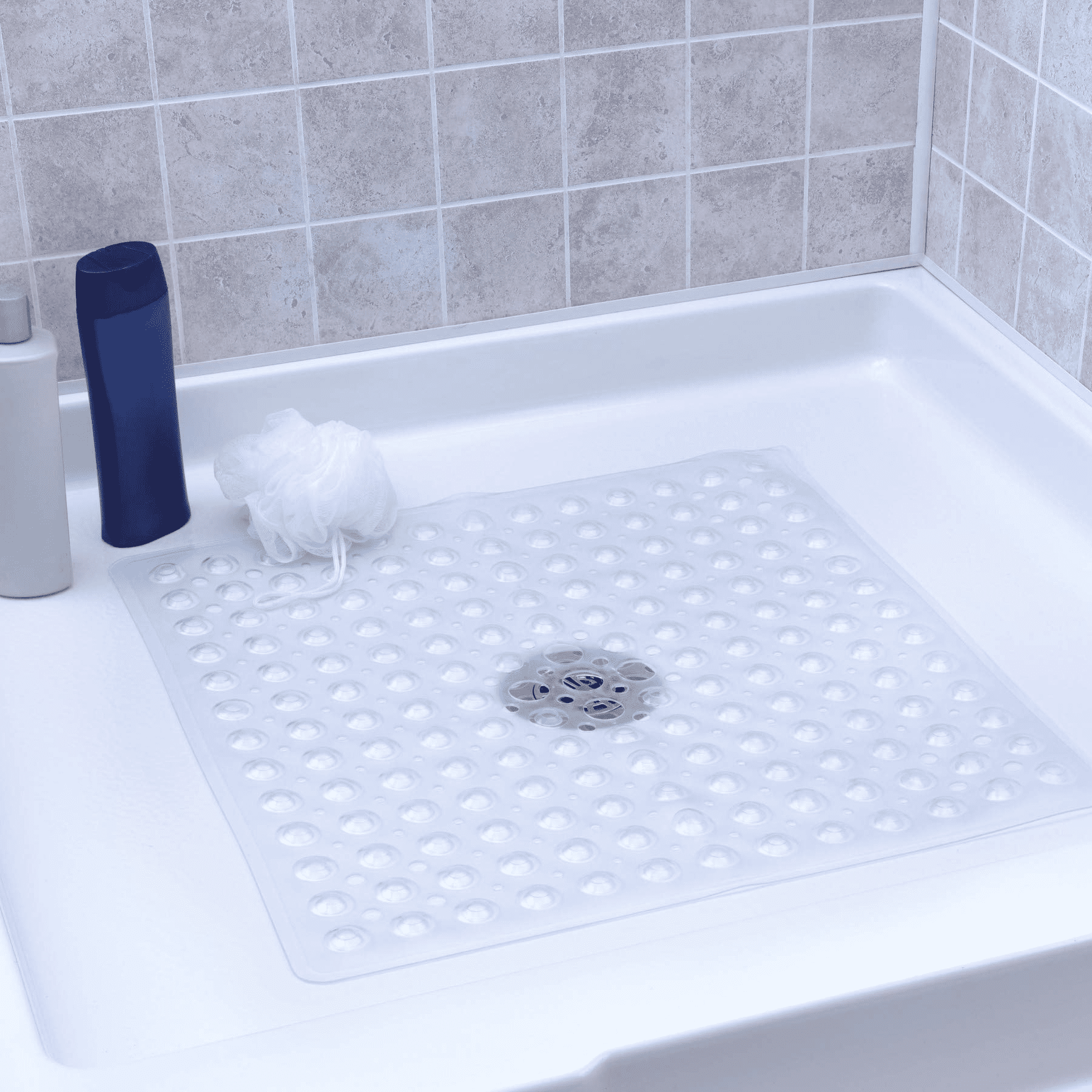 Shower Bath Tub Clear Bubble Mat Safety Non Slip Rubber Floor Suction Cup Grip 