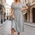 thumbnail image 2 of DHFJKG Glitter Long Dress Women Short Sleeve V Neck Sparkly Going Out Date Dress Carnival Soft Stylish Dresses, 2 of 6