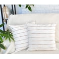 thumbnail image 3 of Woven Stripes Pattern Contemporary Luxury Cushion Covers 20 x20 inches White / Modern Cotton Pillow Covers / Simple Throw Pillow Cases For Living Room Sofa, Couch, Bed, Set of 2, 3 of 12