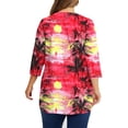 thumbnail image 5 of JTZGDY Plus Size Womens 3/4 Sleeve Tops Vintage Floral Printed Summer Graphic T-Shirts Loose Oversized Crewneck Tunic Blouse Fashion 2025 Outfit Clothes Hot Pink#02 XL, 5 of 6