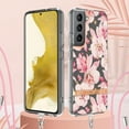 thumbnail image 5 of Flower Pattern Case for Samsung Galaxy S22, Detachable Shoulder Strap Lanyard Crossbody Slim Lightweight Floral Cover with Soft Silicone Shockproof Drop Resistant Case,Purple Peony, 5 of 7
