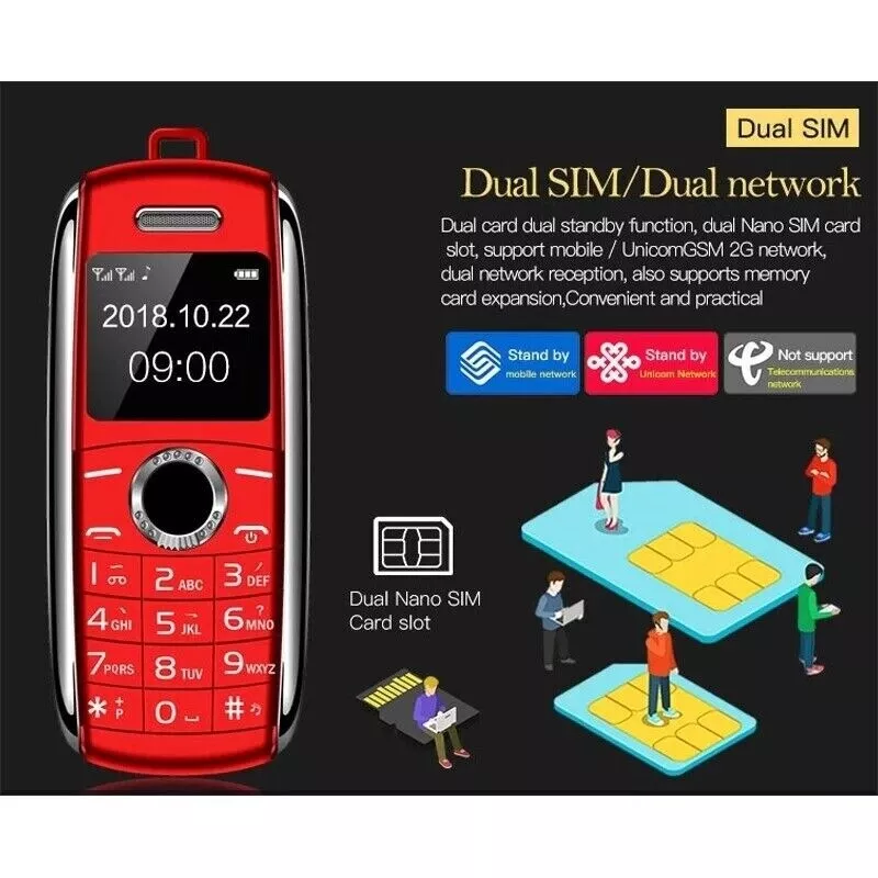 New Mini Mobile Phone X8 0.66" 2G GSM Telefone Dual SIM Wireless Bluetooth