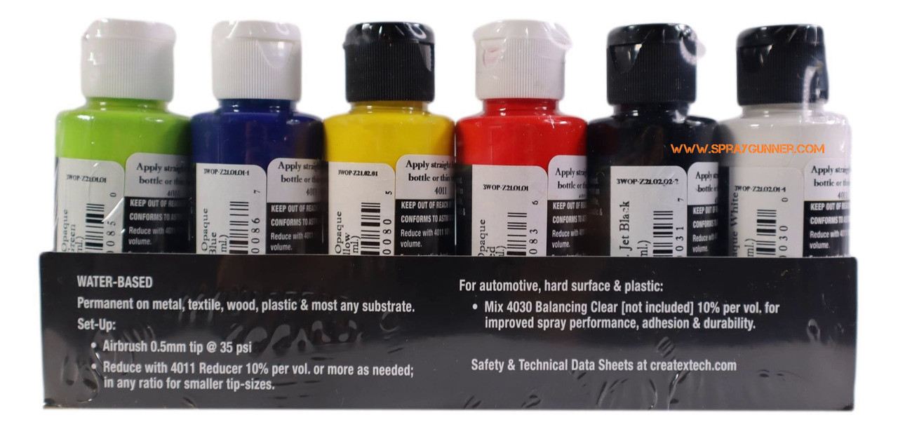 Createx Wicked Colors Airbrush Color - Opaque Primary, Set of 6, 2 oz, Bottles