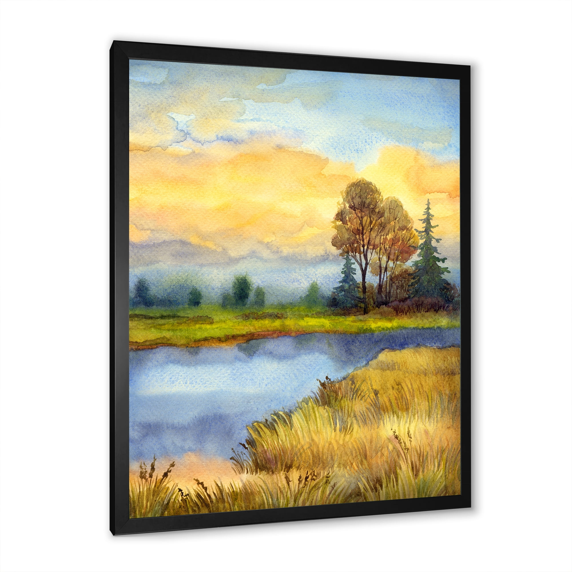 Designart 'The Awakening of Nature Over Meadows' Lake House Framed Art Print