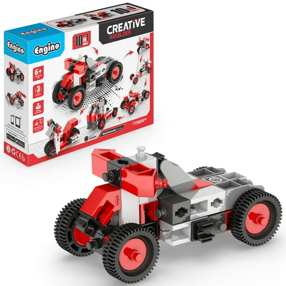 Engino: Creative Builder - 10-In-1 Multimodel Series, Toy Vehicles Brick Set, Snap Assembly Construction, Young Engineer & Mechanic STEM Kit, Kids 6
