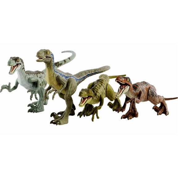 Mattel Jurassic World Camp Cretaceous Raptor Squad Action Figure Set, 4 Pieces