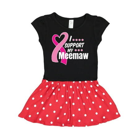 

Inktastic Breast Cancer Awareness I Support My Meemaw with Pink Ribbon Gift Toddler Girl Dress