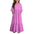 thumbnail image 2 of Mifsaly Little Girl Dresses Ruffle Half Sleeve A-Line Tiered Long Dress Comfortable Flowy Casual Summer Beach Sundress with Pockets, 2 of 7