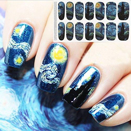 Bluezoo Full Nail Art Sticker Van Gogh S Starry Night Fullnail Stickers 14 Decals Sheet Shimmery Glittery Nail Sticker Pack Of 2 Pcs Walmart Com Walmart Com