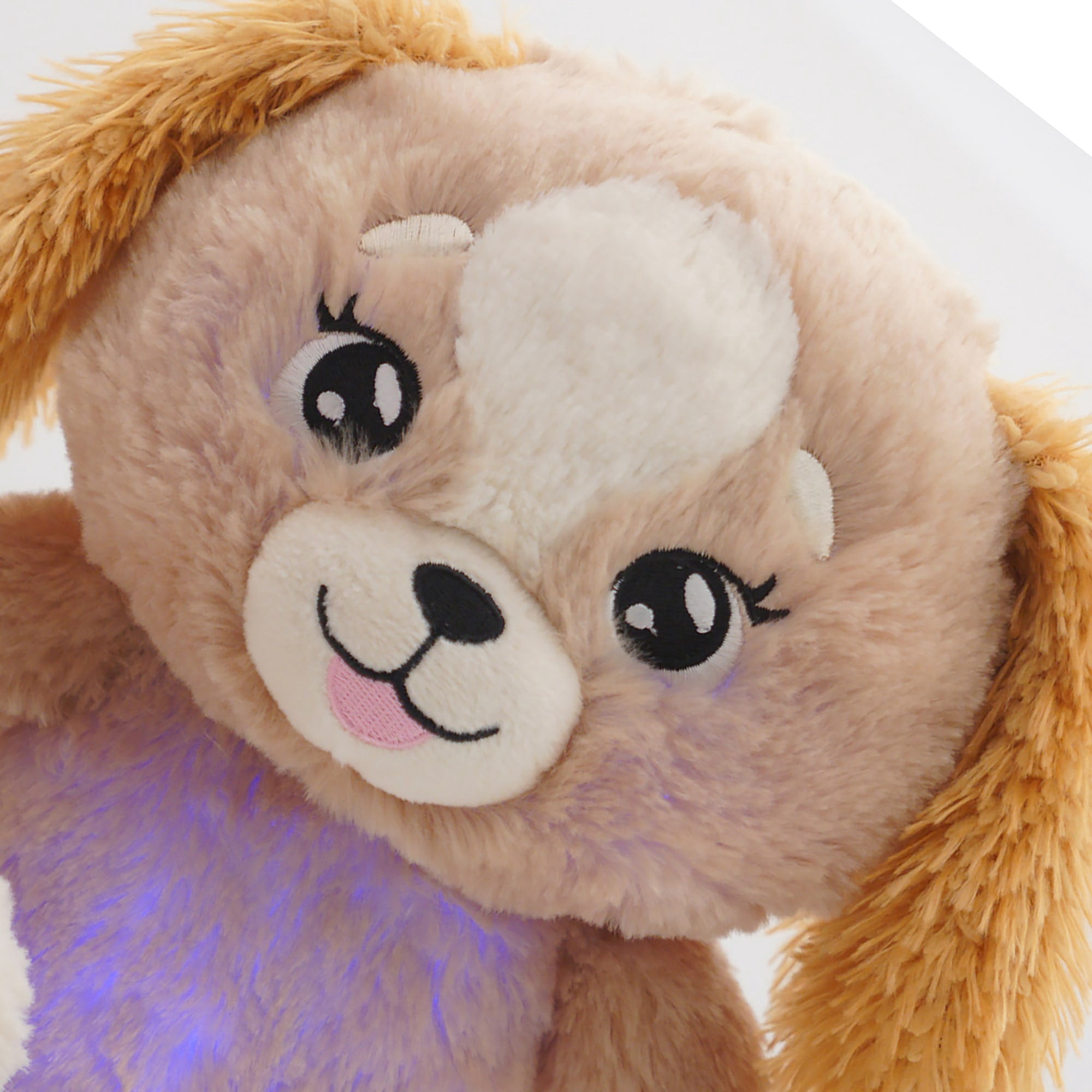 Happy Nappers: Lullabrites Brown Dog - Musical Light Up Bedtime Plush - Plays 3 Lullabies, Soft Stuffed Animal, Day & Night Soothing Toy, Kids