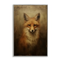 Stupell Industries Dark Fox Visage Animals & Insects Painting Gray Framed Art Print Wall Art, 20 x 30