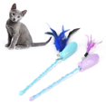 thumbnail image 1 of 2PCS Funny Mouse Shaped Pet Toy Cat Stick Teaser Wand Training Toy with Bell Light Feather, 1 of 12