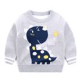 thumbnail image 2 of Godderr Toddler Kids Boys Pullover Sweaters Baby Knitted Sweater Round Neck Sweaters, Long Dinosaur Print Loose Knitted Pullovers for 1-7 Years, 2 of 7