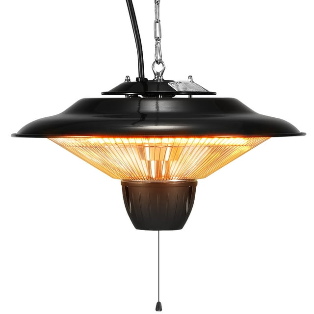 VEVOR Chauffage de Patio Suspendu, Chauffage Infrarouge d'Appoint Électrique 1500 W, Protection IP34 avec Cordon de Traction de 23,6 Po et Chaîne Réglable
