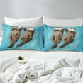 thumbnail image 4 of Erosebridal Sea Otters Twin Size Bedding Set for Otter Lovers,Otter Couple Bed Sheets Set,Kawaii Funny Cartoon Otters Sheet Set,Marine Life Flat Fitted Sheet,Blue and Brown, 4 of 5