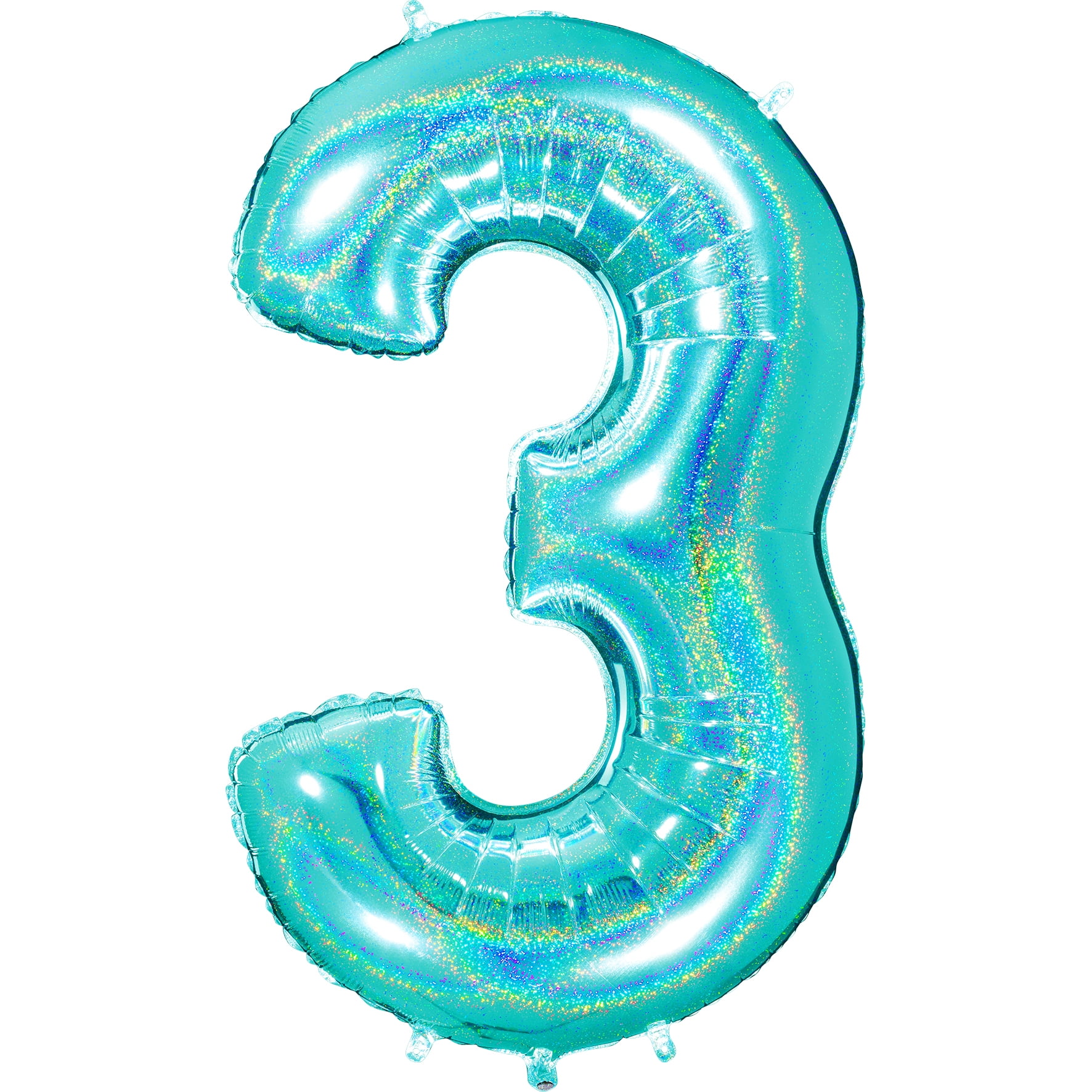 40" Tiffany Blue Number 3 Balloon Holographic Mylar Balloon Birthday Party Balloon