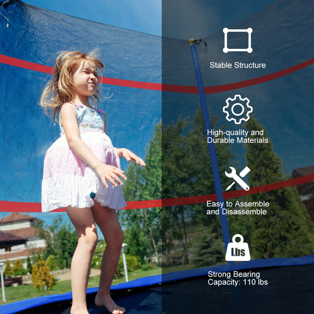 Kids Youth Jumping Round Trampoline Exercise W/ Safety Pad