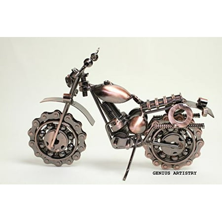Handmade Sculpture - Dirt Devil Die Cast Metal Motorcycle Collectible Art-Handmade 7.5