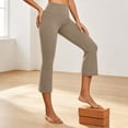 thumbnail image 5 of YFNNUP Capris Flare Leggings for Women High Waisted Capri Pants Tummy Control Workout Yoga Pants Coffee,L, 5 of 7