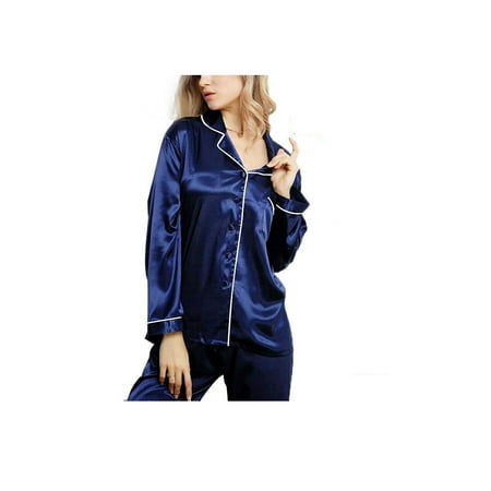 

wsevypo Satin Silk Pajamas for Women s Set pijamas Button Sleepwear Sleepwear Nightwear
