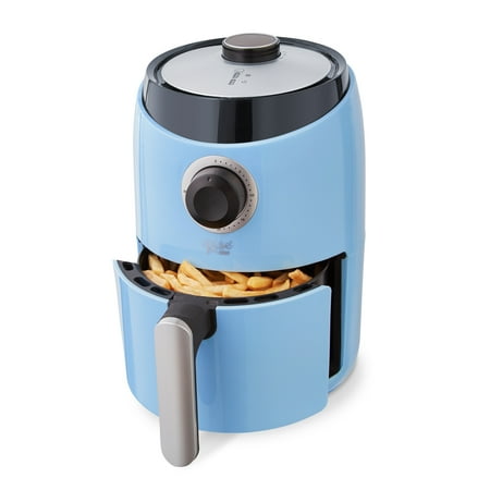Rise by Dash Compact Air Fryer Oven with Temp Control Non-Stick Basket, Recipes + Auto Shut off, 2 Quart - Blue - New - 11.4 in. tall