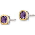 thumbnail image 2 of 14K/Silver Two-Tone Sterling Silver With 14K Accent Amethyst Square Stud Earrings (6.5 X 6.5) Made In Thailand qtc1725, 2 of 5