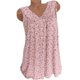 thumbnail image 1 of Camisetas sin mangas informales de verano para mujer, camisetas plisadas holgadas florales sin mangas con cuello en V, camisetas, rosas claras, 1 of 5