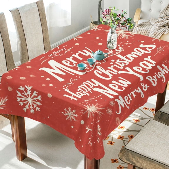 BZSMCE Square Tablecloth Leaf and Snowflak for Merrh Christmas Pattern Tableclothes