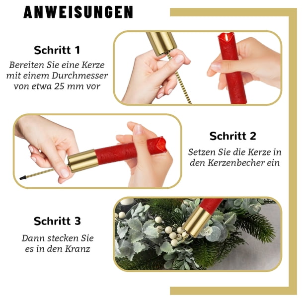 Inteprter 4 unids/set de Adviento dorada para velas cónicas amplia aplicación Flexible y conveniente duradera Decoración del hogar