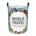 thumbnail image 6 of Lsque World Travel pattern Laundry Hamper Basket, Tall Woven Rope Hamper Basket for Clothes, Lightweight Storage Basket, Collapsible Waterproof-Small, 6 of 8
