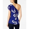 thumbnail image 2 of I.N.C Womens Floral Print One Shoulder Blouse, Blue, X-Large, 2 of 2