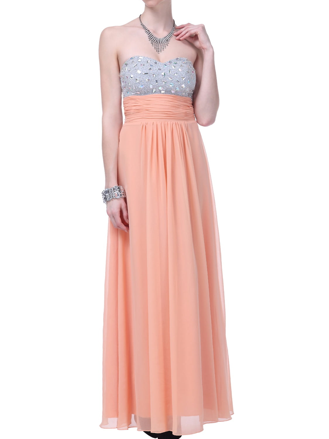 peach evening gown
